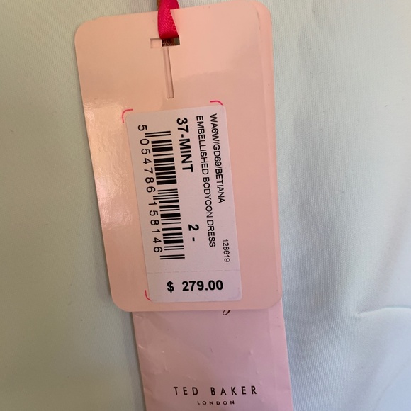 COPY - Ted Baker Mint Cocktail Dress w/ Jewels on Collar - Picture 5 of 9